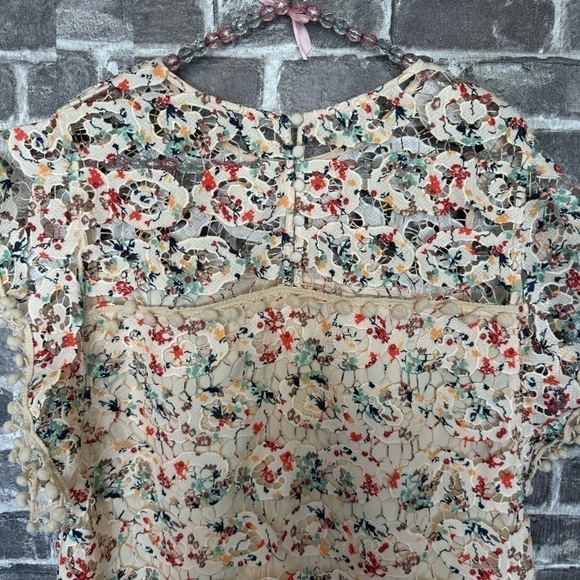 Tularosa Elba Rainbow Lace Mini Dress floral Pom poms - Picture 9 of 12